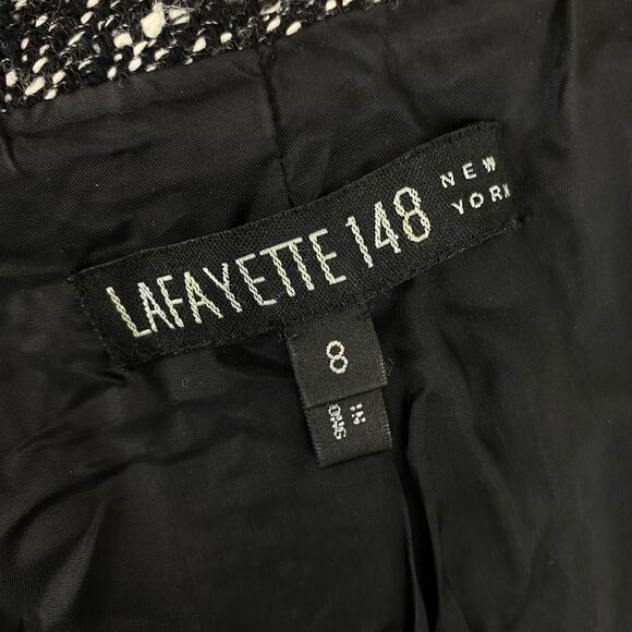 LAFAYETTE 148 New York Speckled Tweed Fringe Wool Blazer Suit Jacket Size 8 - Picture 9 of 10